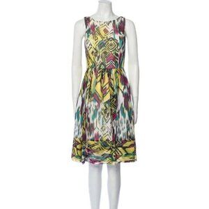 Carmen Marc Valvo Ikat Print Silk Dress